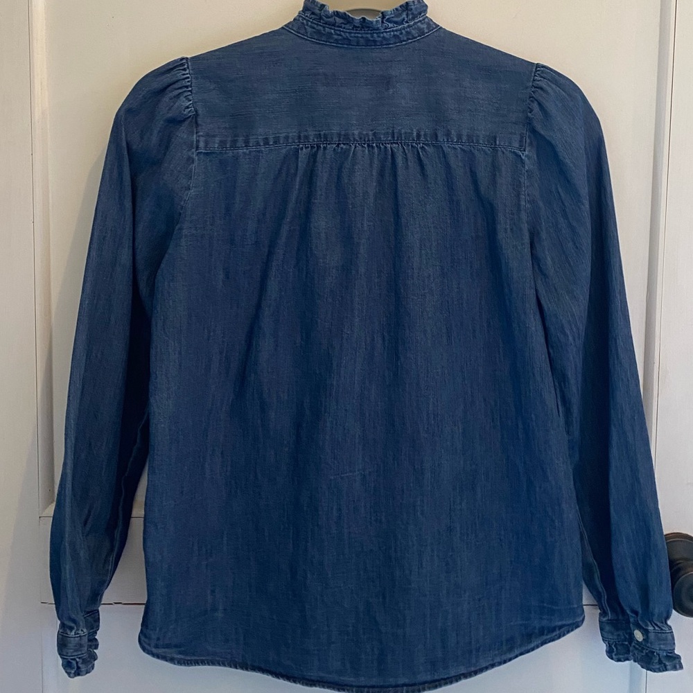 LOFT Denim Ruffle Top - Picture 2 of 5